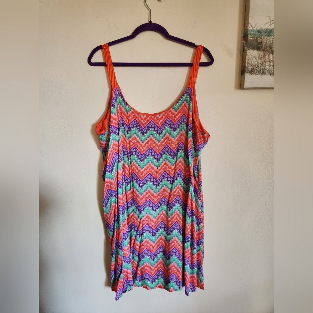 New Look plus size Colorful Chevron Pattern Women's dress 2X purple oran…